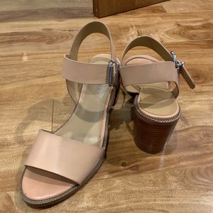 Tan, leather heeled sandal